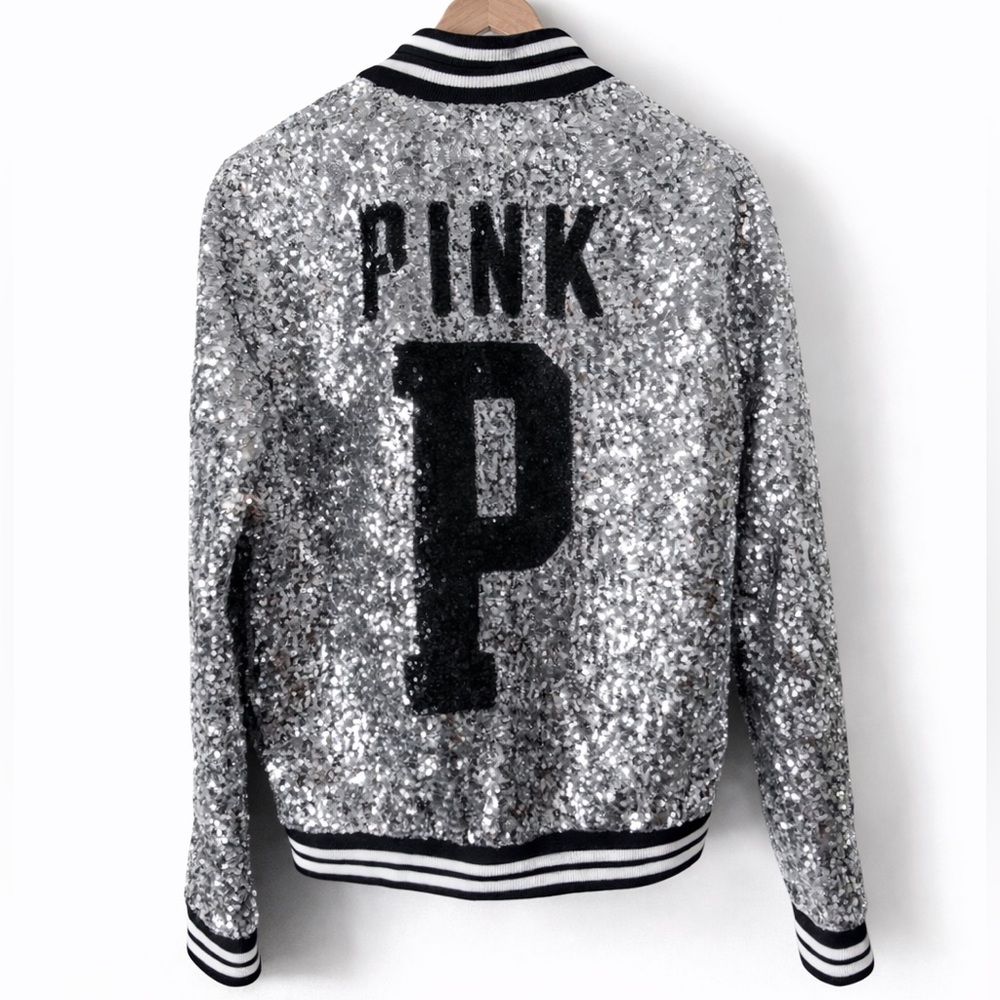 Y2K PINK Victoria’s Secret 2013 Limited Edition sequin Bomber Jacket Logo small